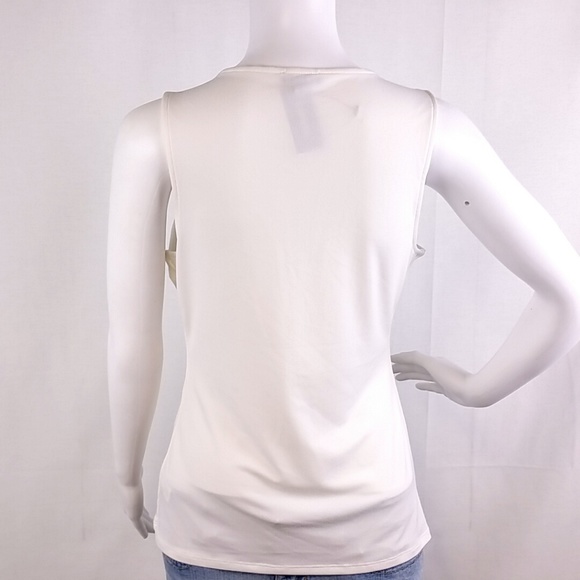 NWT Express Ivory Keyhole Deep V Neck Blouse - Picture 5 of 7